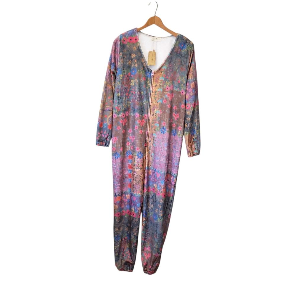 NWT Natural Life Womens Multicolor Floral Fleece Pajama Jumper Size Small Soft